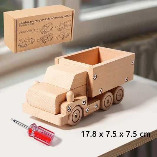 Wooden lego car