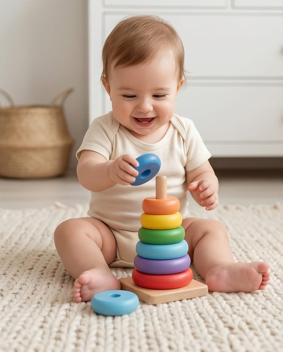 Wooden ring stacker