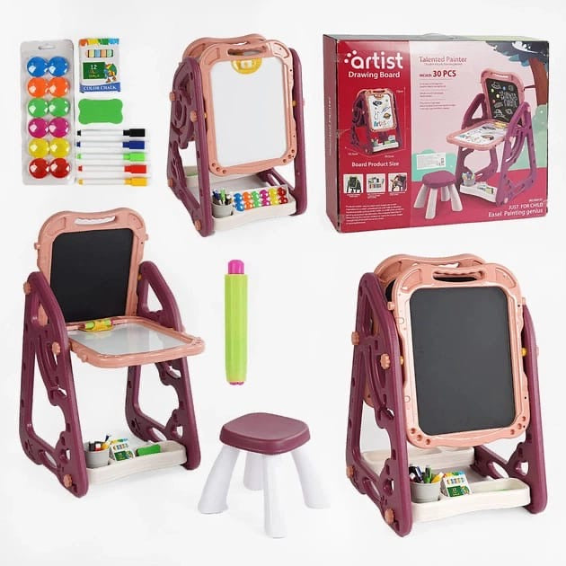 "Artist Talented Painter" 2-in-1 children's easel and drawing station set (30 PCS).