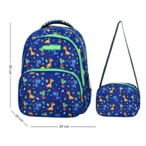 Waddell Bag Mini Dinosaurs Blue School Bag and Lunch Box