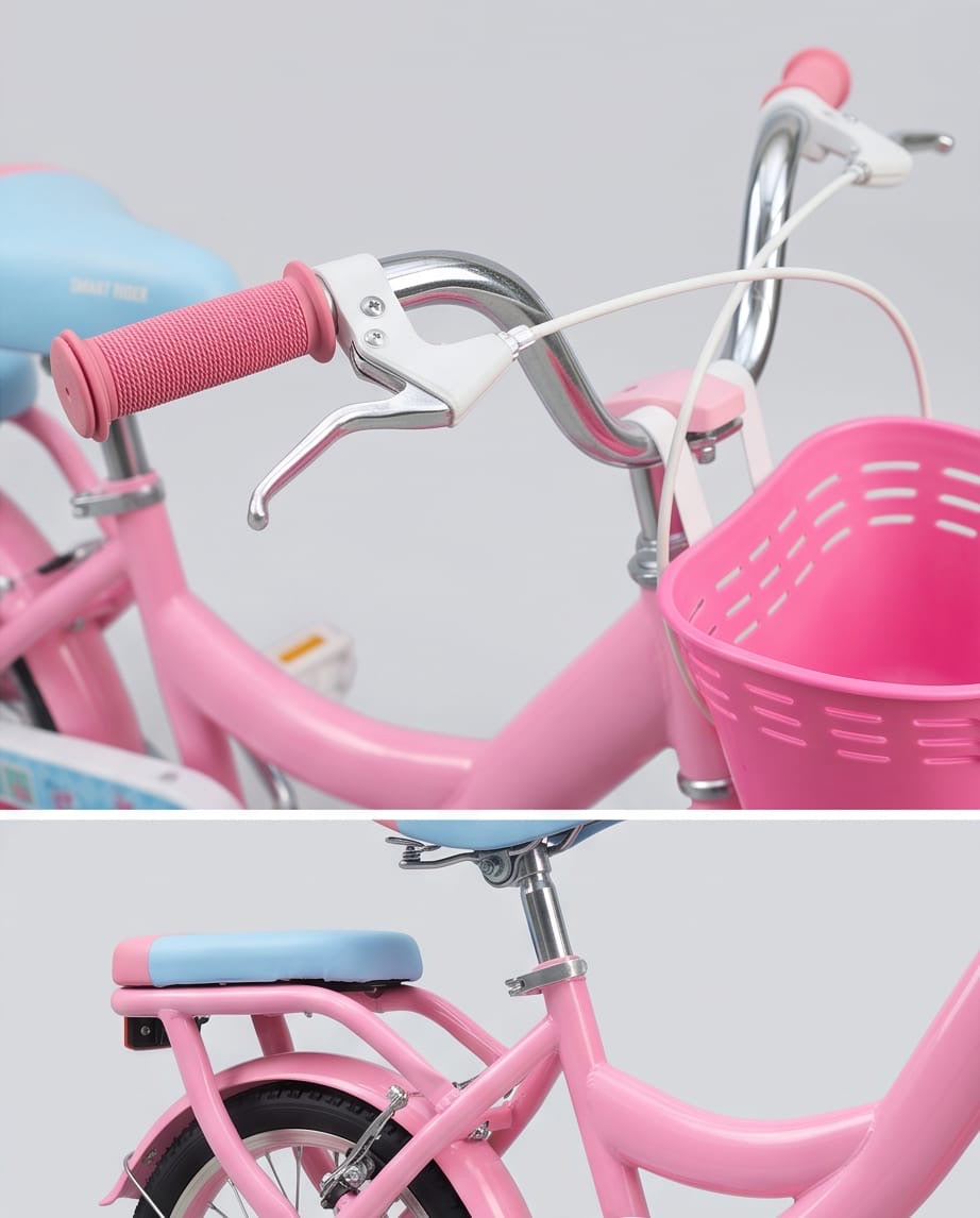 Pink and light blue bicycle