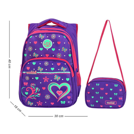 Waddell Bag Purple Heart Primary School Bag - Waddell Bag Girls School Backpack