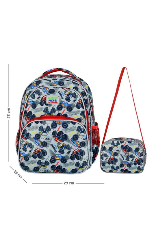 Waddell Bag Cute Truck Kids School Bag And Lunch Box Set