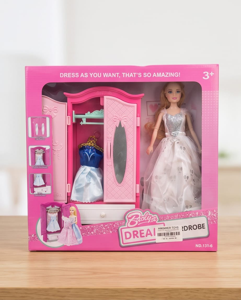 Doll & wardrobe play set