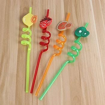 Fruit themed spiral straws