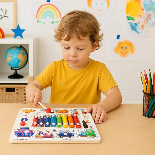Wooden magnetic vehicle xylophone