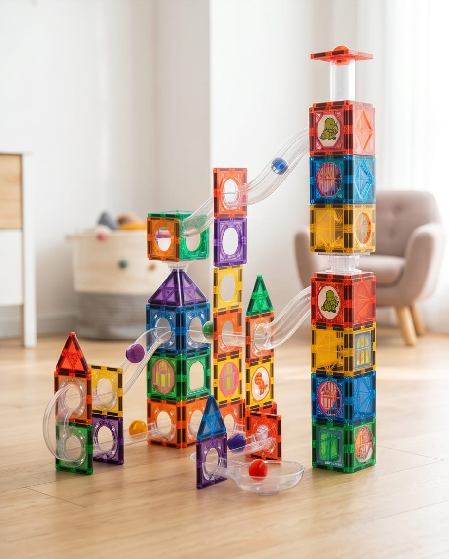 Colorful building magnetic tiles