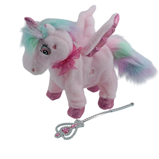 Pink plush unicorn toy