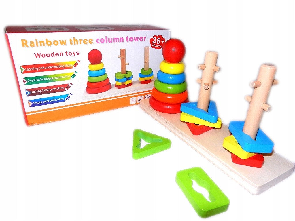 Jeux éducatif Rainbow Three-column Tower Pyramide Arc-en-ciel 3