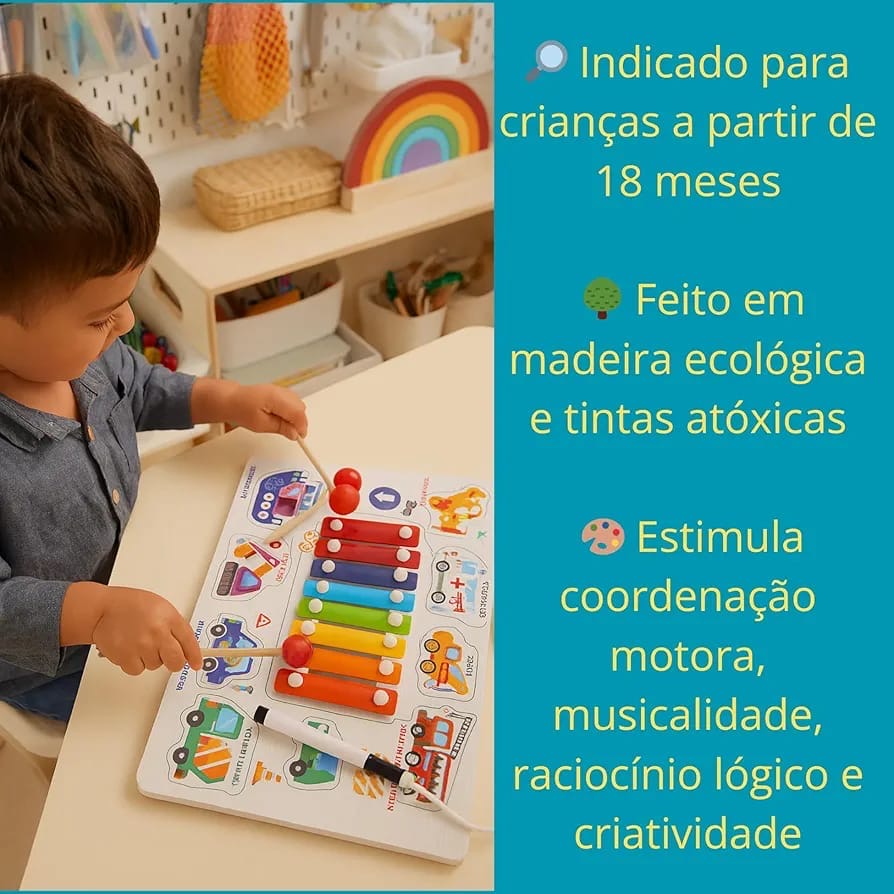 Wooden magnetic vehicle xylophone