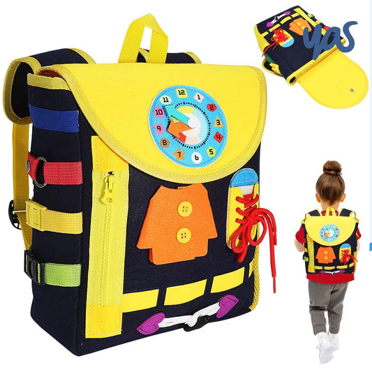 Kids Montessori busy board backpack