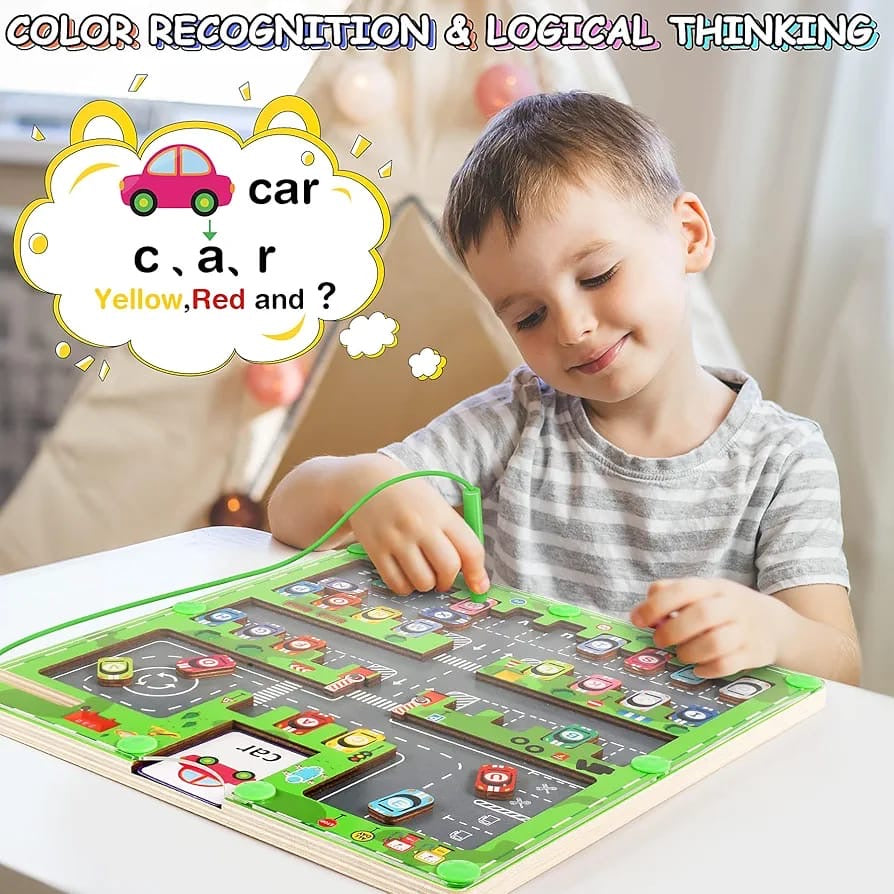 Magnetic car maze board