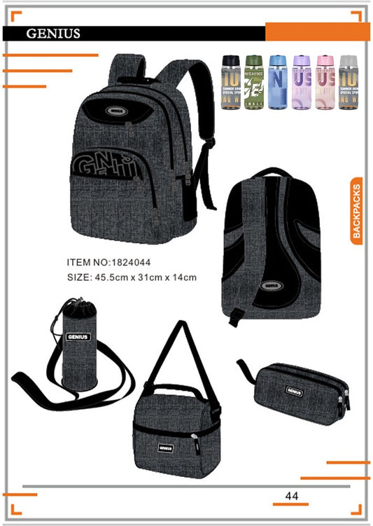 Genius, School Bag, Set Of 5 Pcs, 18"