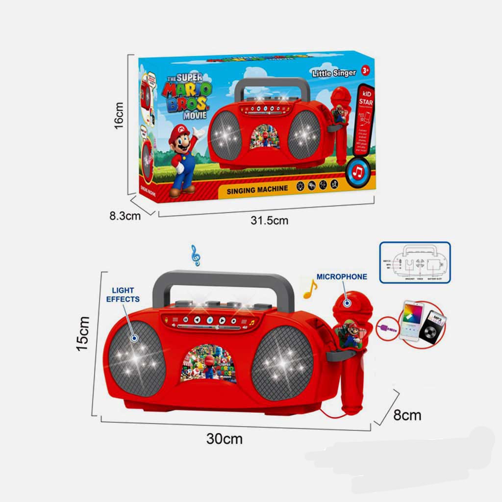 Super Mario Boom Box Radio with Microphone