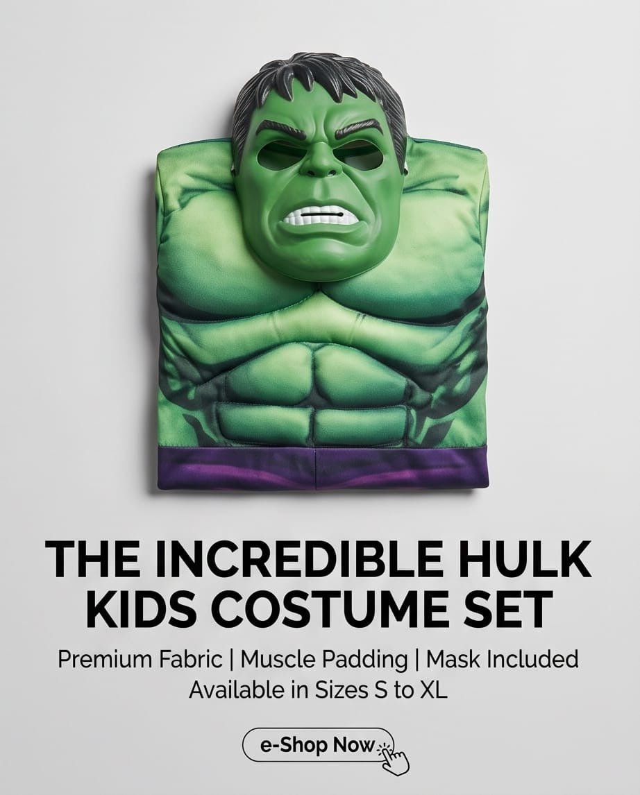 Hulk costume and mask close up