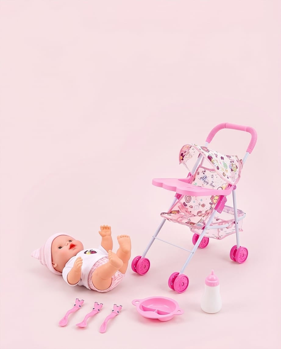 Baby lovely doll and stroller cart series