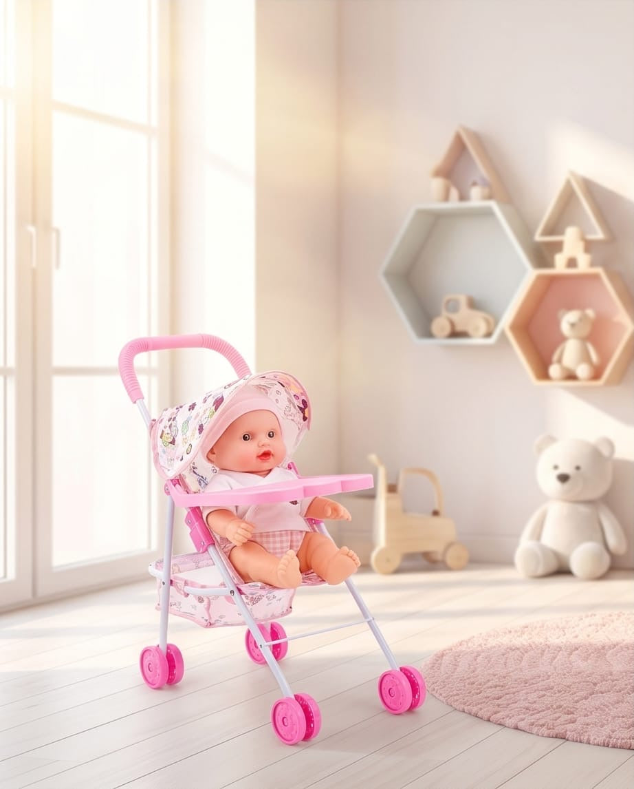 Baby lovely doll and stroller cart series