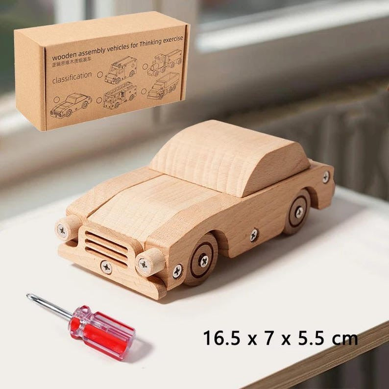 Wooden lego car