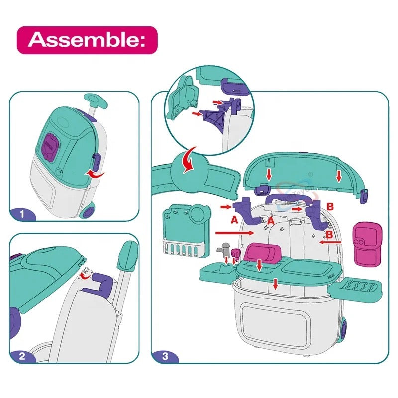 I 2 in 1 set doctor children portable suitcase