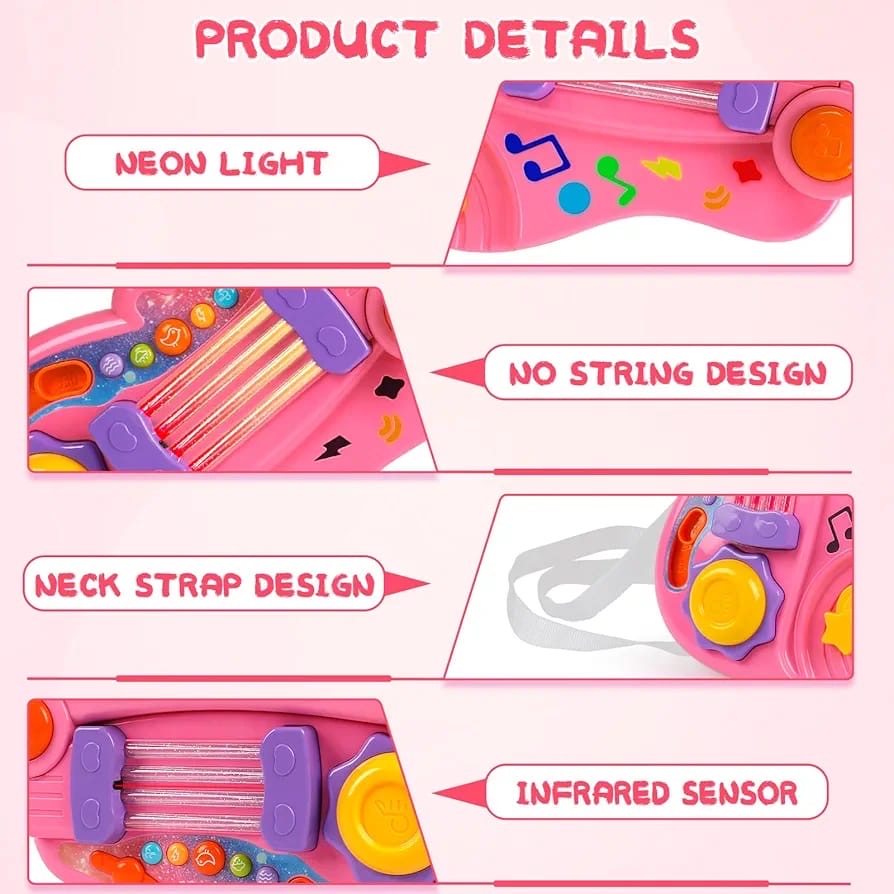 Pink unicorn electronic toy guitar