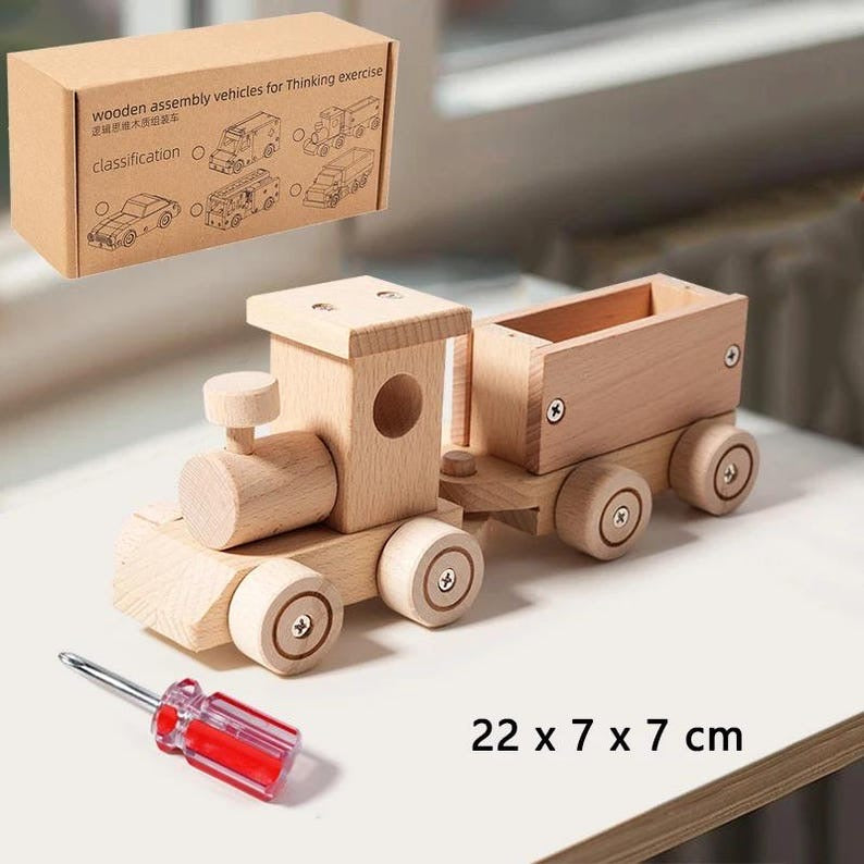 Wooden lego car