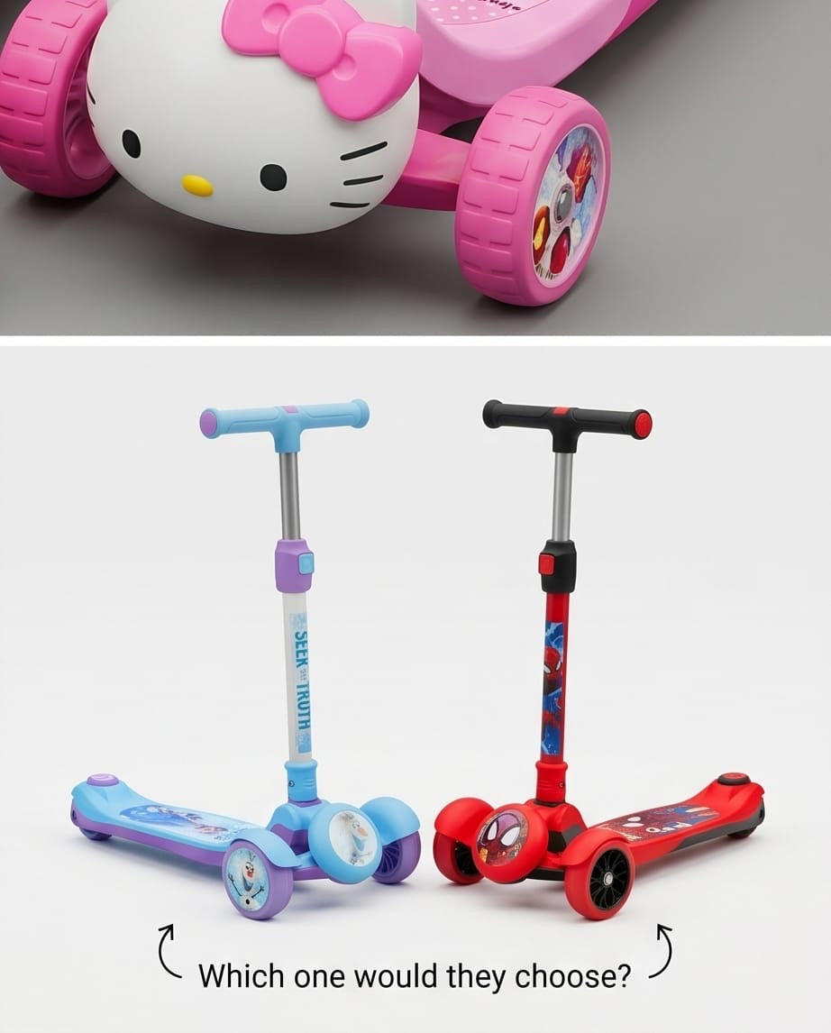Character themed three wheel scooter