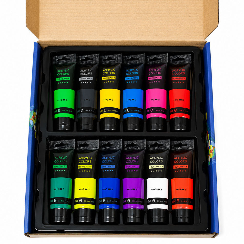 Set of acrylic paint tubes