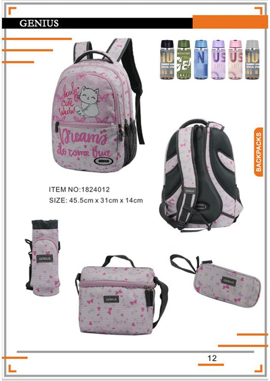 Kitty Girls Genius, School Bag, Set Of 5 Pcs, 18"