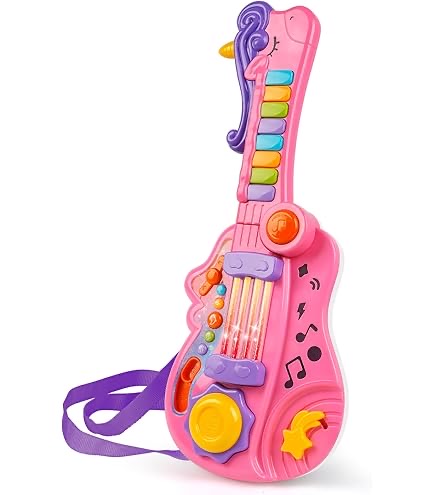 Pink unicorn electronic toy guitar