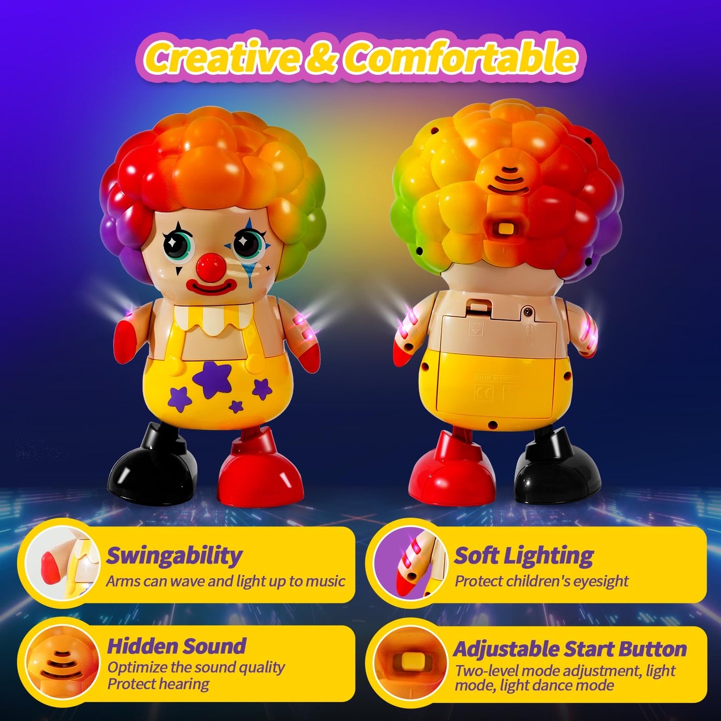 Electronic dancing clown toy