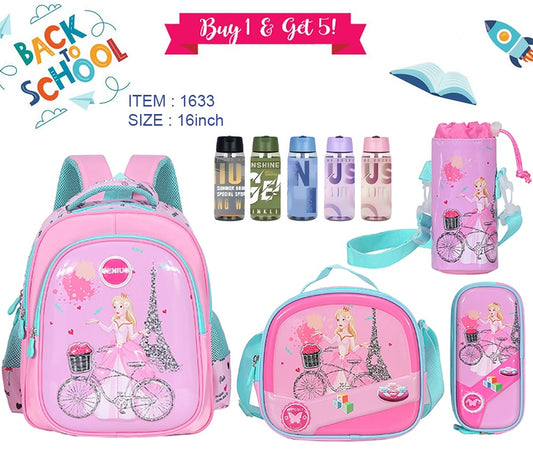 Girls Pink Backpack 16” set