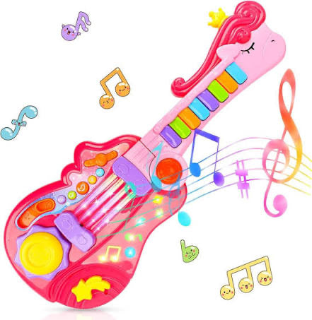 Pink unicorn electronic toy guitar