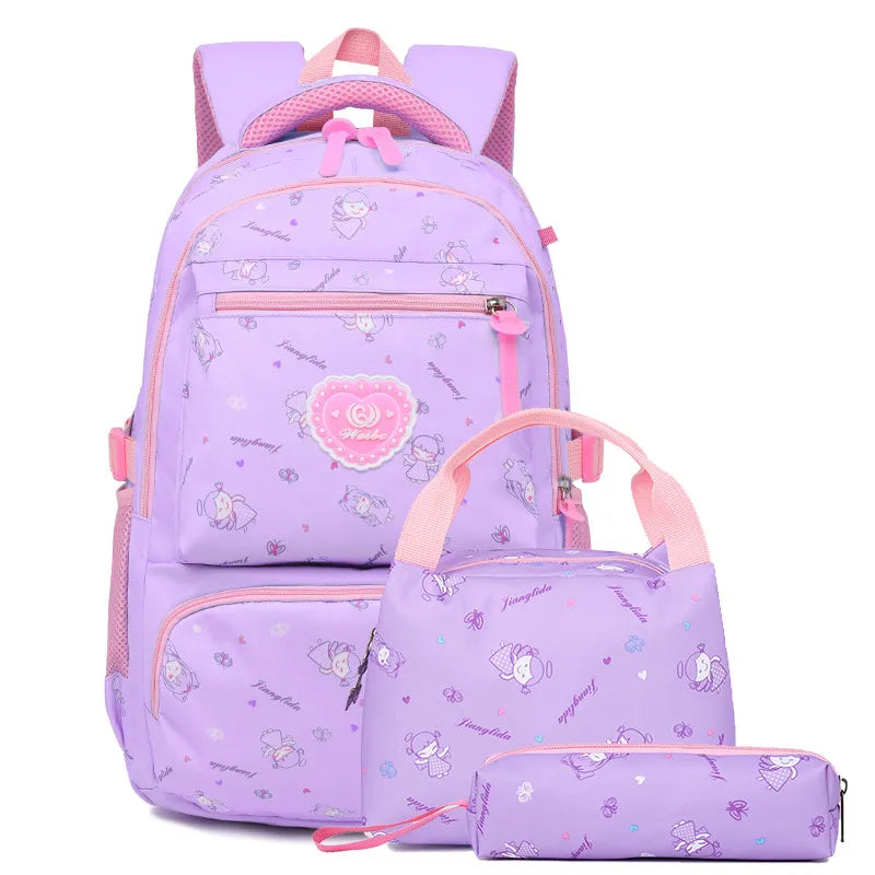 3 Pcs Set Printed Kid’s School Backpack