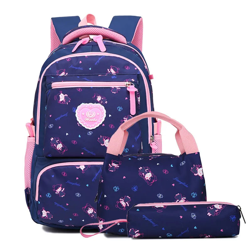 3 Pcs Set Printed Kid’s School Backpack