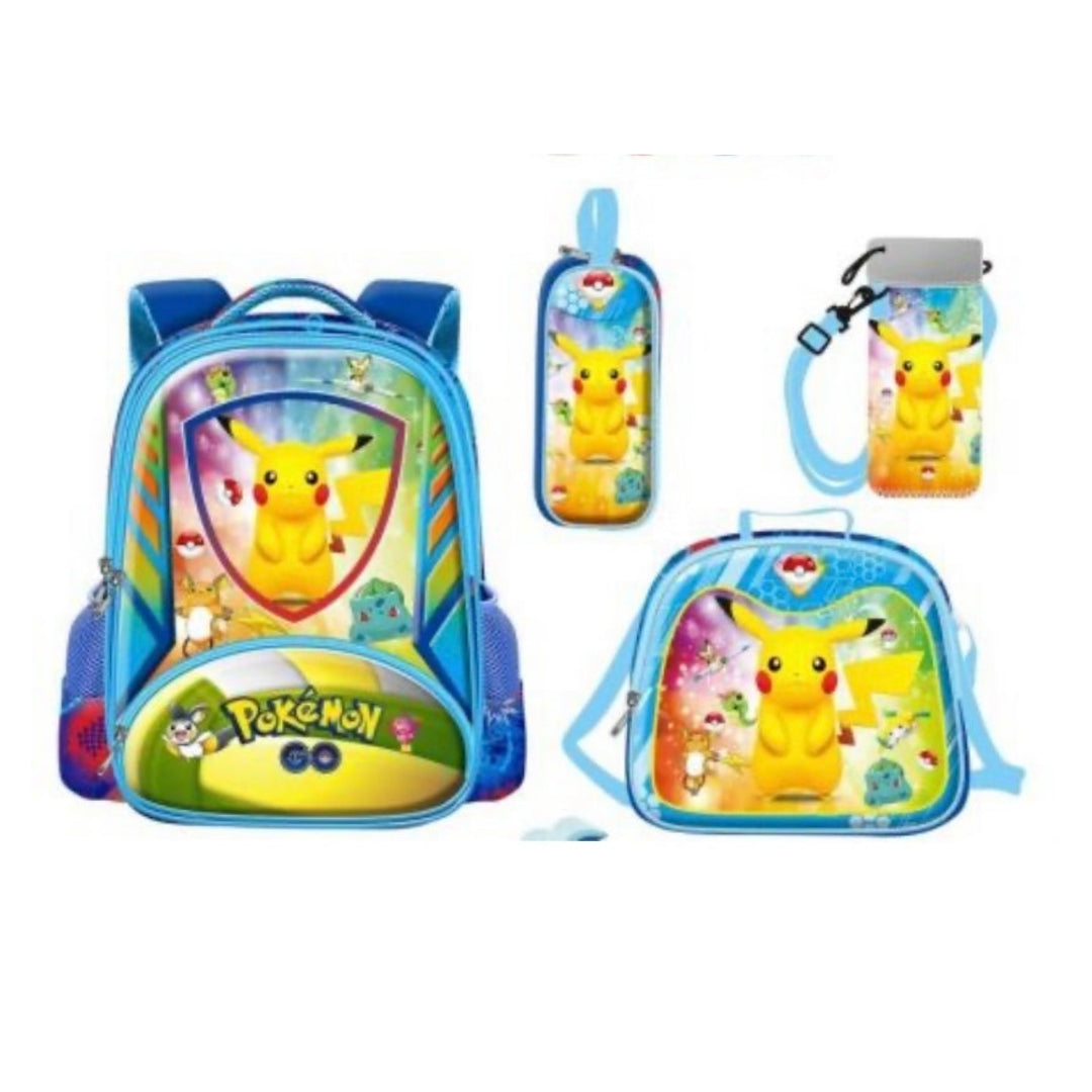 16 inch Pokemon 4 Pieces School Backpack , water bottle,pencil case,and lunch bag