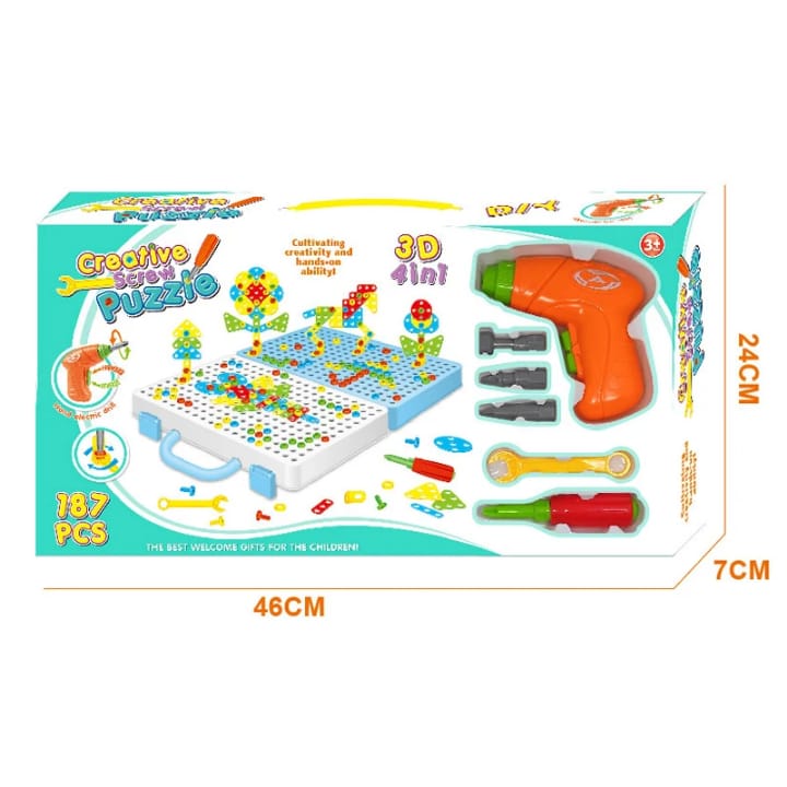 Creative Mosaic Puzzle with Electric Screw