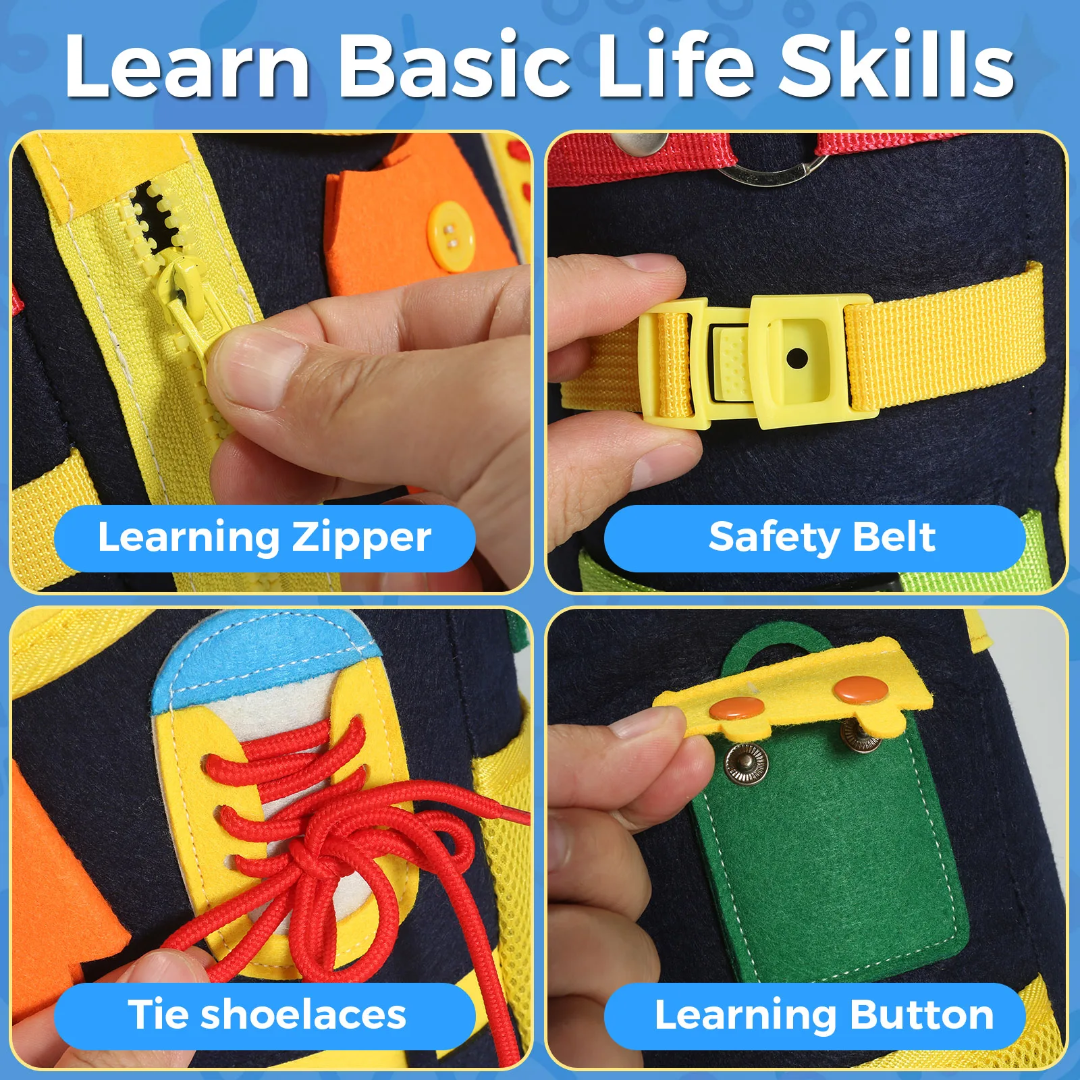 Kids Montessori busy board backpack