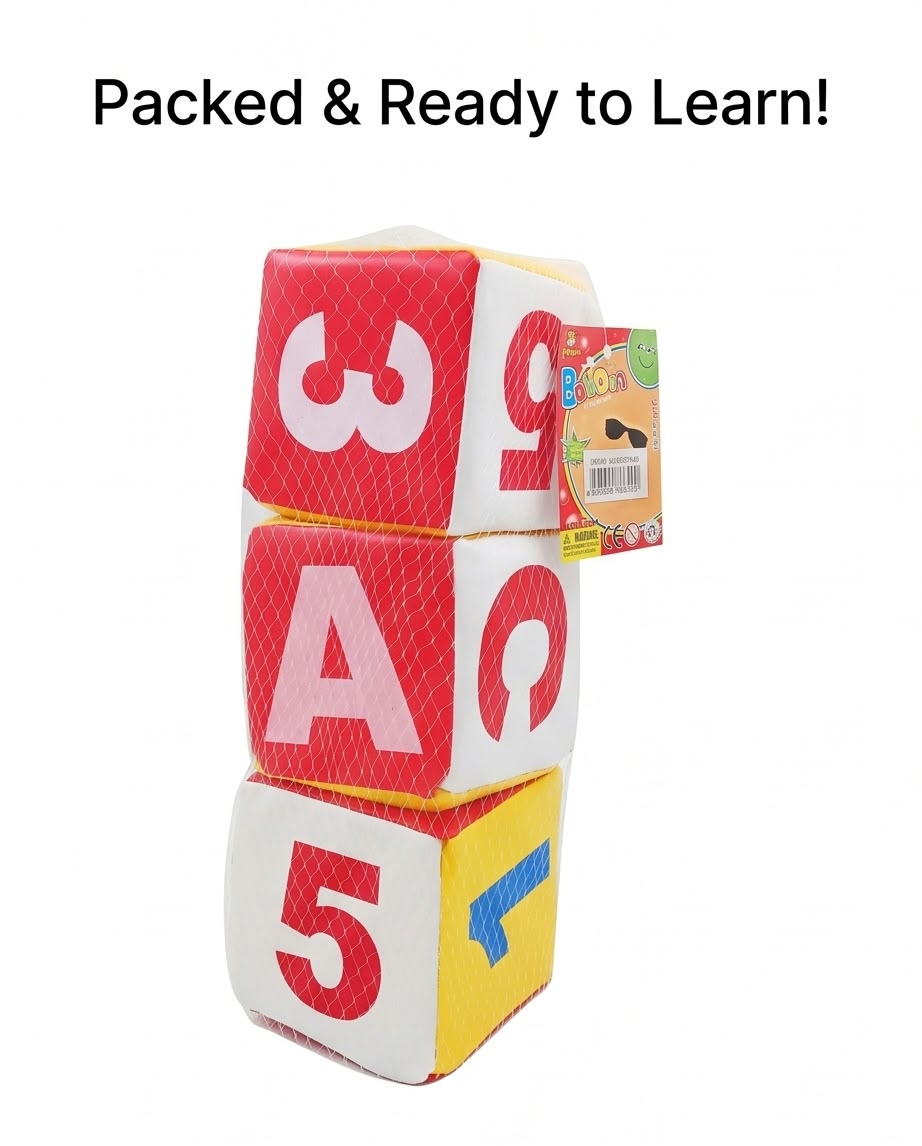 soft, square dice learning letters and numbers