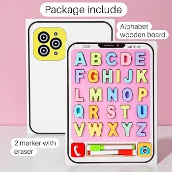 2-in-1 Wooden Alphabet Learning and Tracing Board