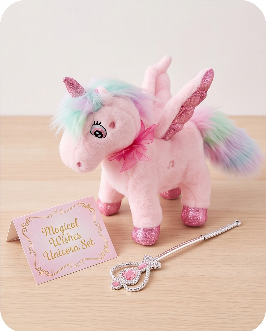 Pink plush unicorn toy