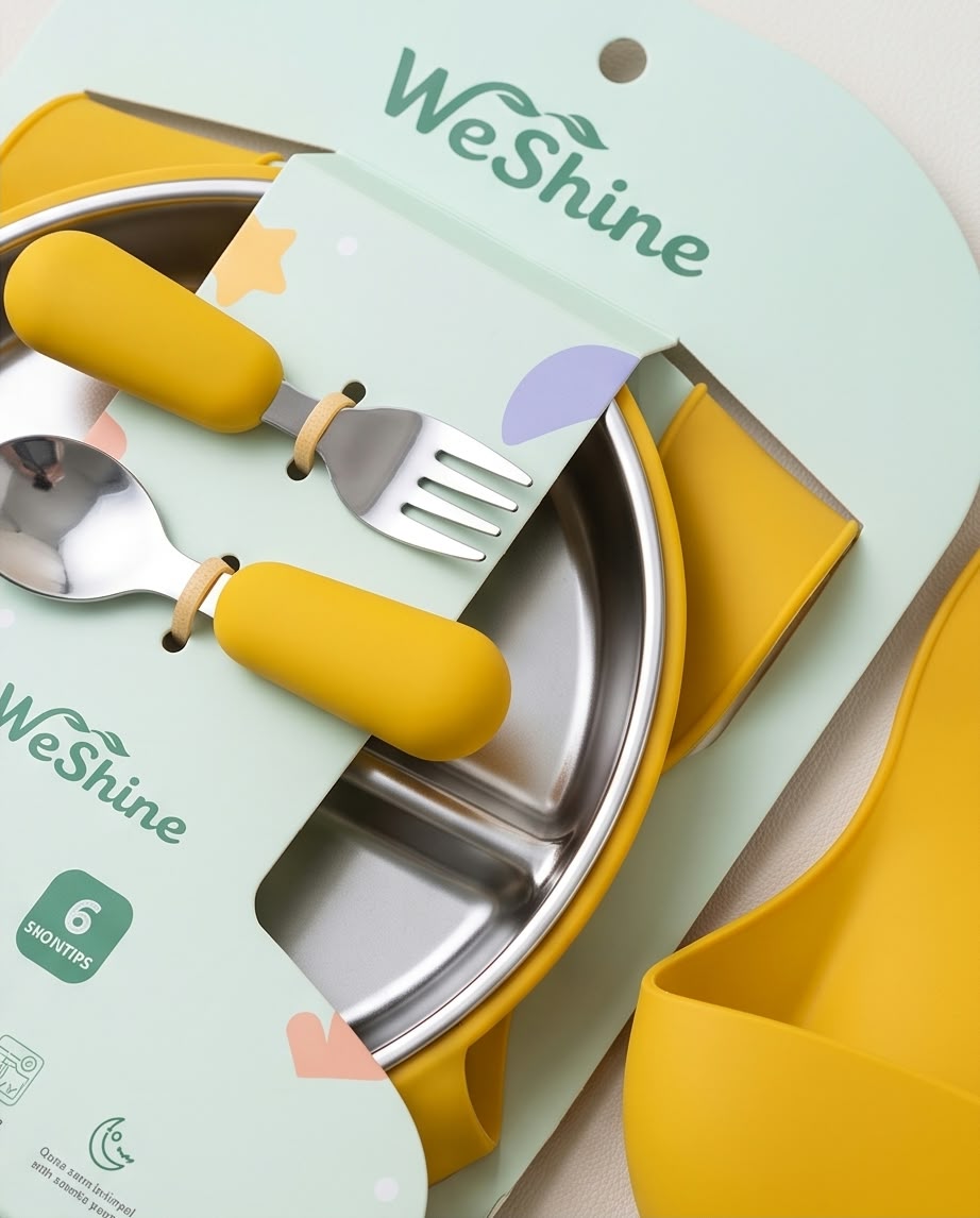 3-Piece Stainless Steel and Silicone Feeding Set