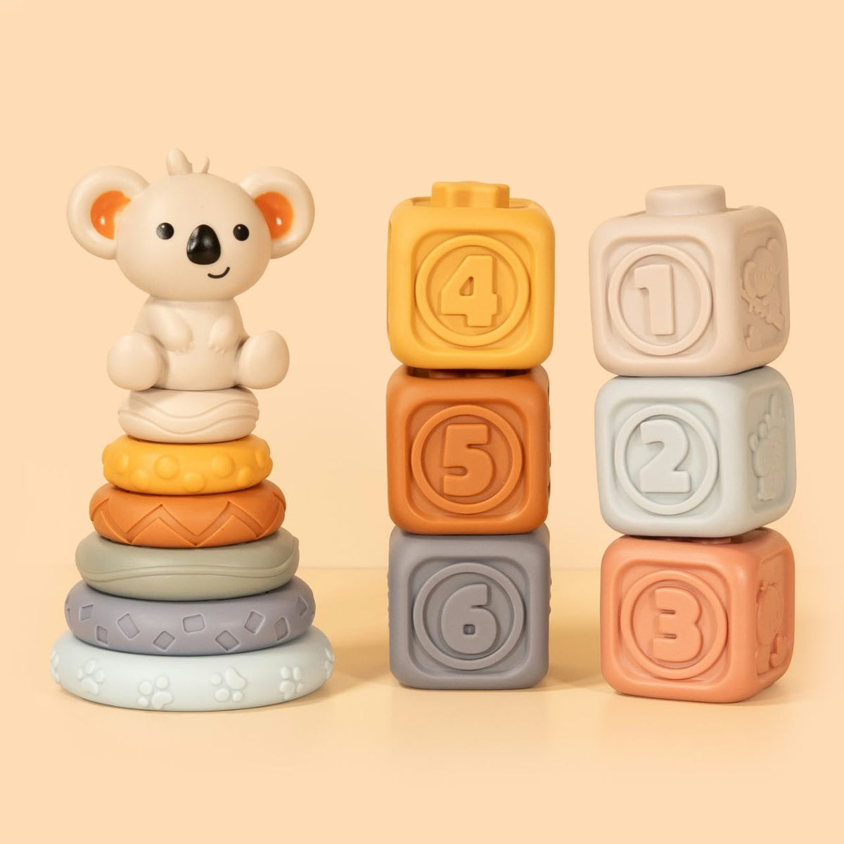 Mayblon 2-in-1 Stacking Rings and Soft Block Set
