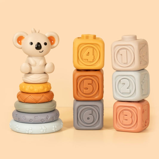 Mayblon 2-in-1 Stacking Rings and Soft Block Set
