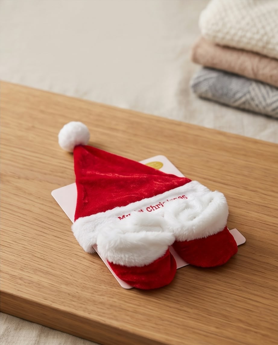 Santa Hat & Bootie Sock Set