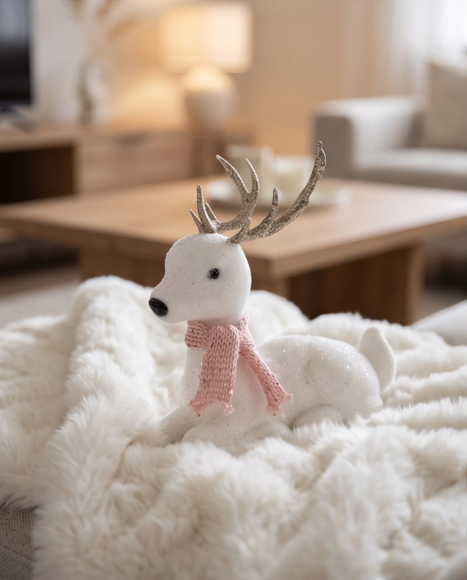 decorative white foam reindeer Christmas figurine