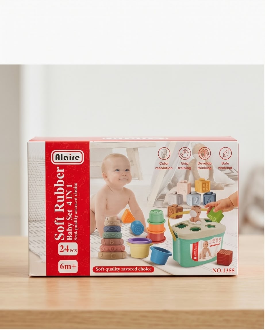 Alaire Soft Rubber Baby Set (4-in-1 Montessori Toy Box
