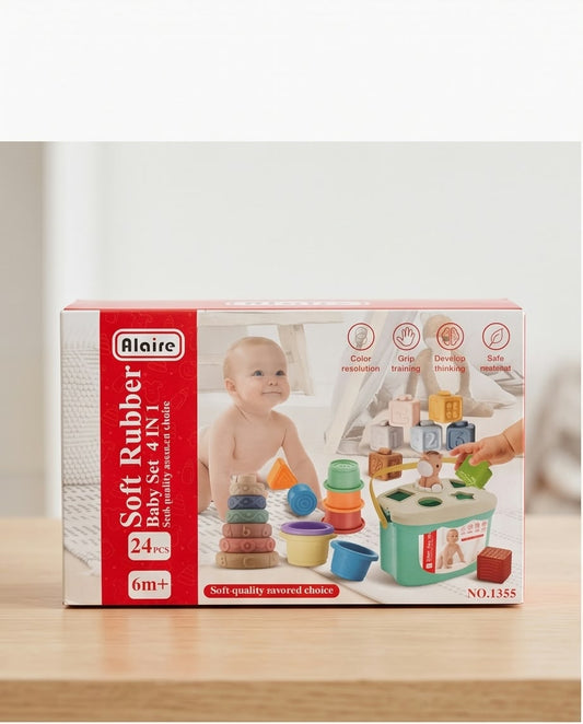 Alaire Soft Rubber Baby Set (4-in-1 Montessori Toy Box