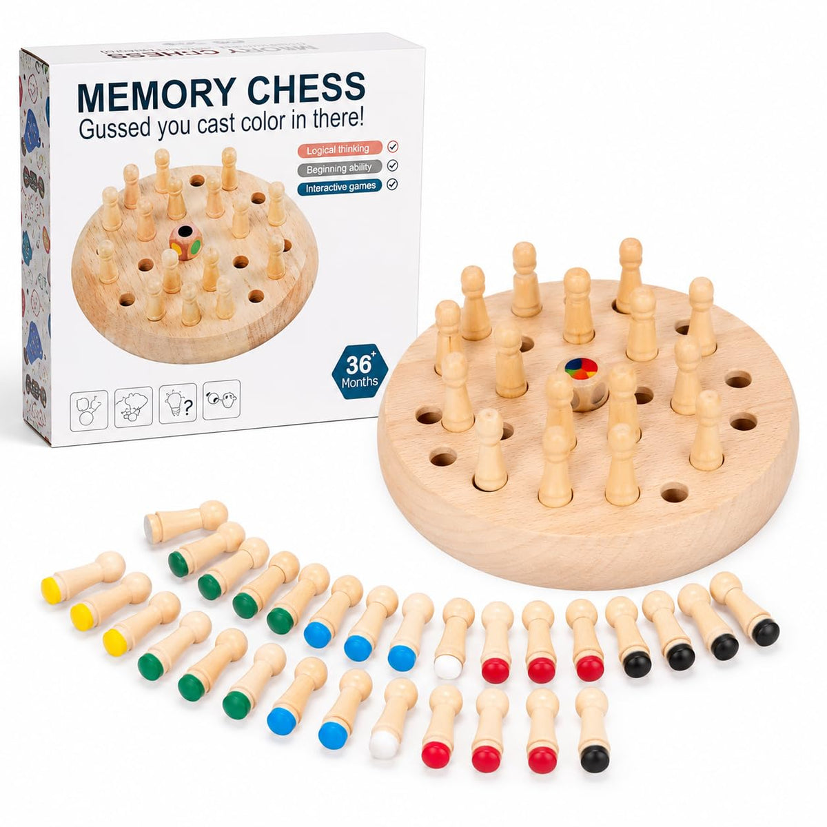 Wooden Color Memory Chess Game