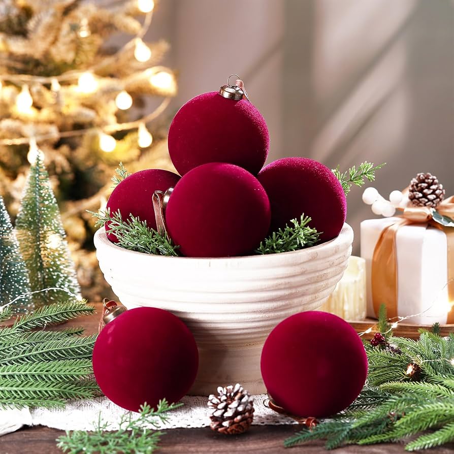 burgundy velvet Christmas ball ornaments