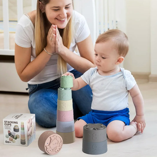 soft silicone stacking and nesting cups